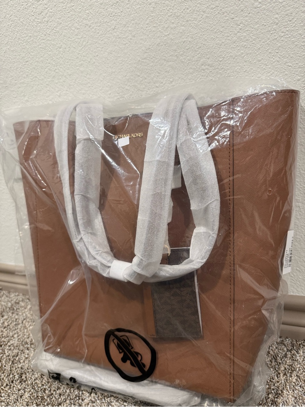 Michael Kors Cognac Brown Tote with Gold Logo